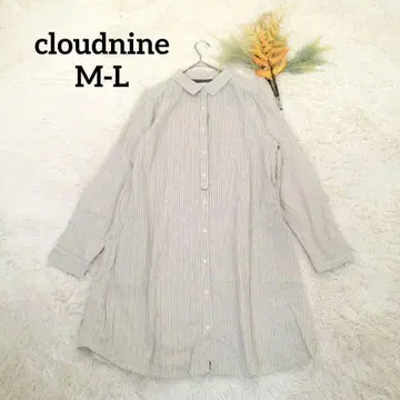 클라우드나인 여성용 긴팔 셔츠 원피스 (M-L) 코튼 스트라이프