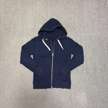 무지 네이비 풀 집업 후드티 포켓 부착