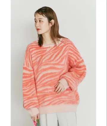 [ ROSE BUD ] 제브라 패턴 핑크 니트