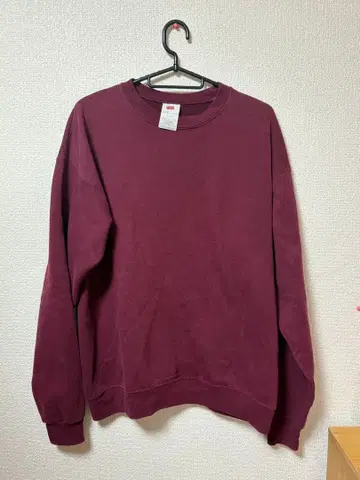 Hanes 버건디 크루넥 맨투맨 M