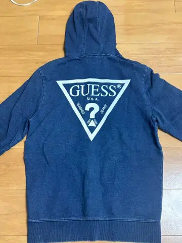 GUESS 다크 블루 집업 후드티 빈티지