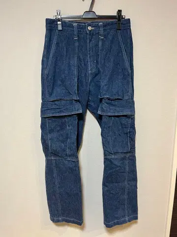 ZARA 다크 블루 와이드 포켓 데님 팬츠