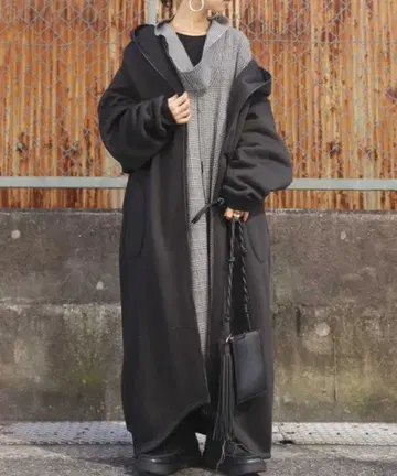 [ antiqua ] 안티카 속기모 롱 후드티 롱 코트 루즈 후드티