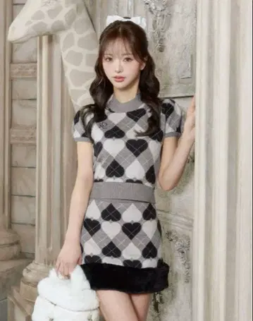 Darich 아가일 하트 체크 니트 셋업