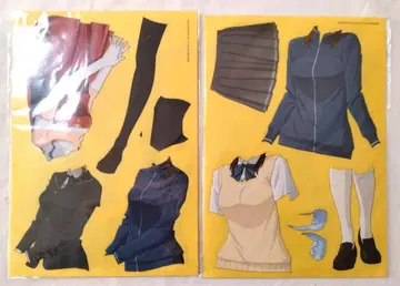 (미사용) 종이 스탠드 아마가미 SS+ 옷 갈아입기 씰 스티커 2인