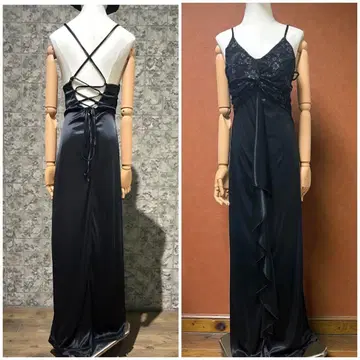 ICHIOKU 블랙 롱 원피스 파티 드레스 블랙 M 사이즈