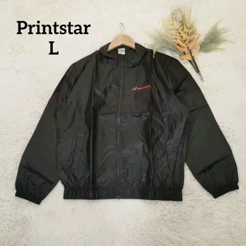 프린트 스타 남성용 혼다 윈드 브레이커 (L) 블랙 나일론 자켓