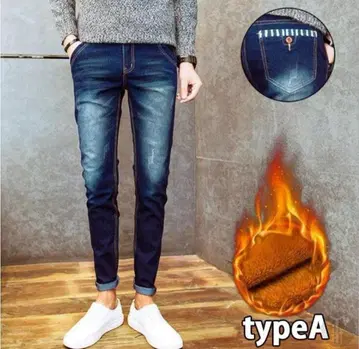 청바지 스키니 팬츠 속기모 데님 웜 팬츠 스트레치