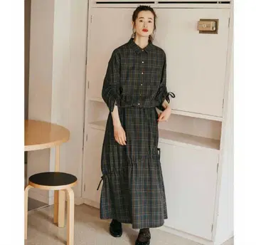 쿠봇치 드로스트 상하의 체크 세트