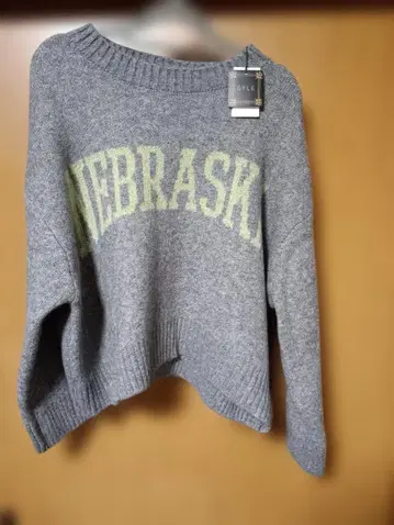 NEBRASKA 로고 그레이 긴팔 니트 M