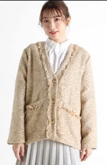 야마다야 Vin 택 포함 새상품 Vin 프린지 샤기 트위드 자켓