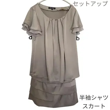 BUONA GIORNATA 샴페인 베이지 반팔 셔츠 스커트 셋업