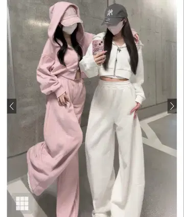 GRL 더블 지퍼 후드티 와이드 팬츠 맨투맨 셋업 ru1331