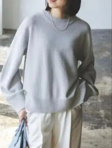 noble Super160s 더블 리브 크루 니트 색스 블루