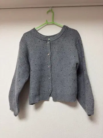 도트 하트 자카드 니트 가디건