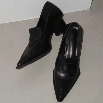 Chuclla 스틸레토 로퍼 펌프스 가죽 신발 블랙