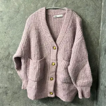 ZARA 모헤어 니트 가디건 퍼플