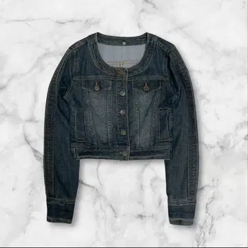 데님 자켓 페미닌 캐주얼 노카라 G