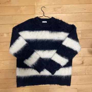 ONCILY 네이비 멜란지 보더 니트