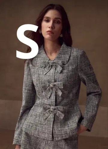 SHEIN 쉬인 MOTF 트위드 리본 그레이 자켓