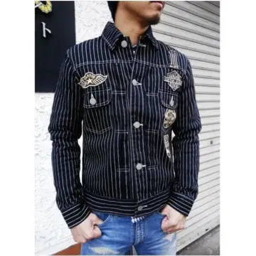 Vanson 데님 자켓 자수 와펜