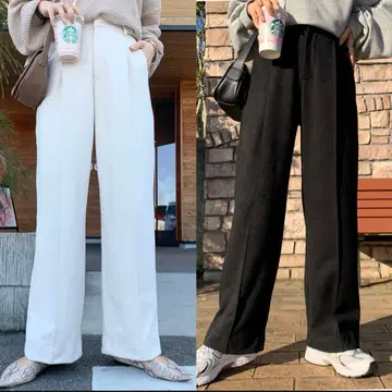 사이즈 조절 가능, 아름다운 라인, 고급 턱, 루즈핏 와이드 팬츠
