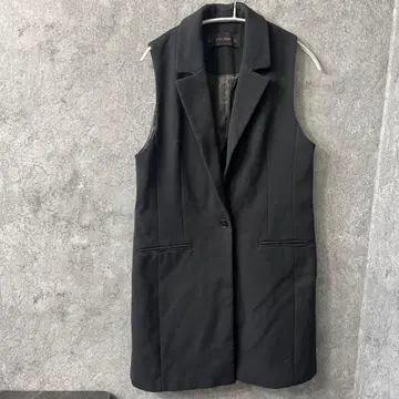 ZARA 허리 벨트 포함 롱 베스트 블랙