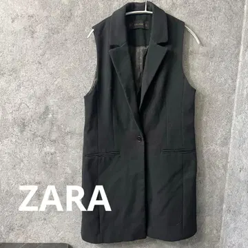ZARA 허리 벨트 포함 롱 베스트 블랙