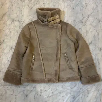 보아 자켓 베이지 숏 기장 무스탕 느낌 겨울 아우터 2512-2