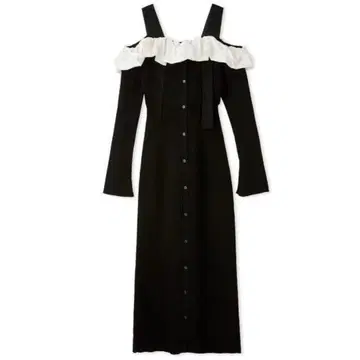 SNIDEL 프릴 도킹 오프숄더 니트 원피스