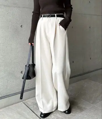 andme 트윌 턱 슬랙스 와이드 팬츠