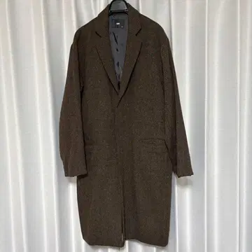 브라운 체스터 코트 울 혼방