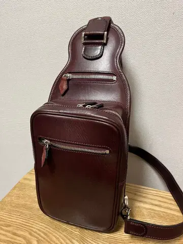 [ 새상품급 ] 만소 바디백 숄더백 쌍유화지 천연 가죽 보르도