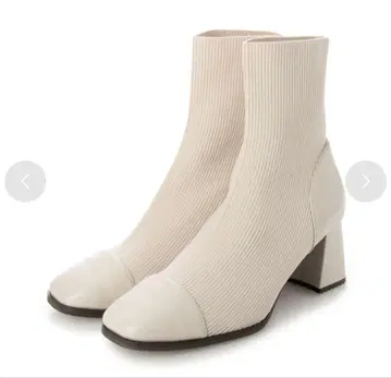 [ RANDA ] 스트레치 청키힐 니트 부츠 ( IVORY )