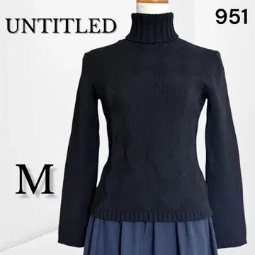 [언타이틀] 터틀넥 니트 마름모꼴 편직 고급 베이직 블랙 (M 상당)