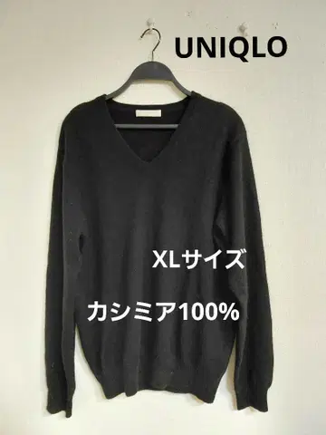 유니클로 캐시미어 100% 니트 스웨터 V넥 블랙 XL