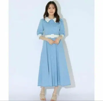 [ 미사용 새상품 ] 윌 셀렉션 배색 퍼프 슬리브 셔츠 원피스