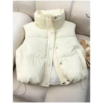 크림색 다운 베스트 여성용