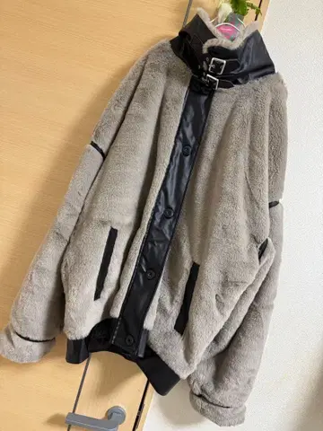 새상품급 빅 사이즈 3L 인조 모피 하이넥 자켓 코트