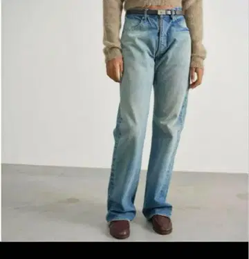 AURALEE SELVEDGE FADED LIGHT DENIM PANTS