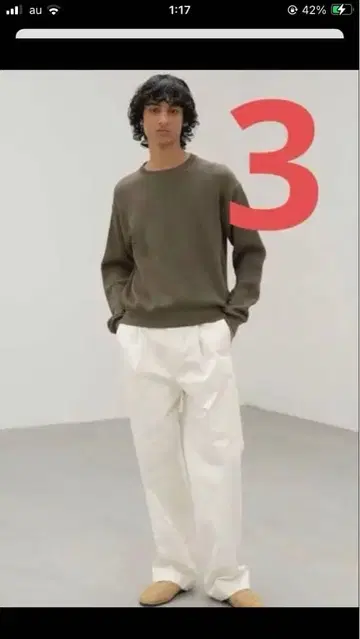 AURALEE 화이트 치노 팬츠 사이즈 3