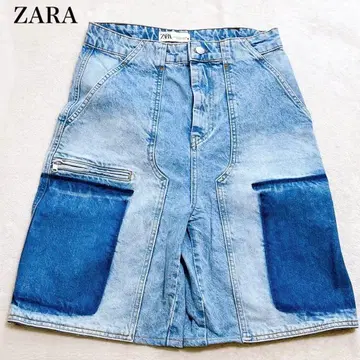 자라 데님 하프 팬츠 하이웨스트 색빠짐 가공 used 캐주얼 Y2K