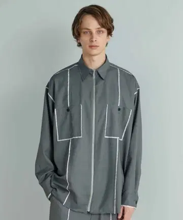 UNITED TOKYO 컷오프 사파리 셔츠 블루종 그레이 사이즈 1