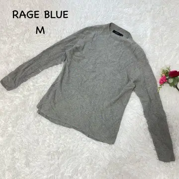 레이지블루 [ M ] 리브 니트 티셔츠 코튼 워셔블 레이온 캐주얼