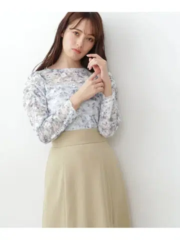 질 바이 질 스튜어트 블루 계열 꽃무늬 레이스 긴팔 상의