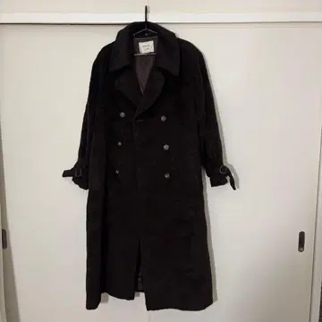 다크 브라운 더블 브레스트 롱 코트