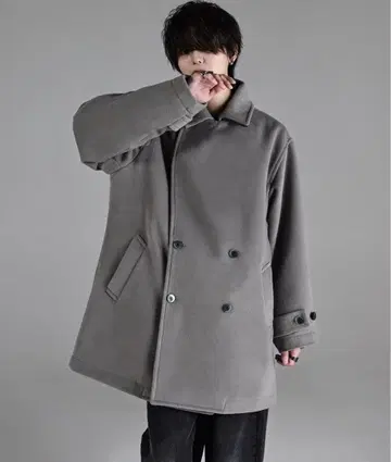 ADLER 비버 멜톤 오버 P-코트 그레이 L