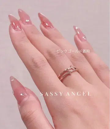 sassy angel 더블 크로스 반지 11호 핑크 골드