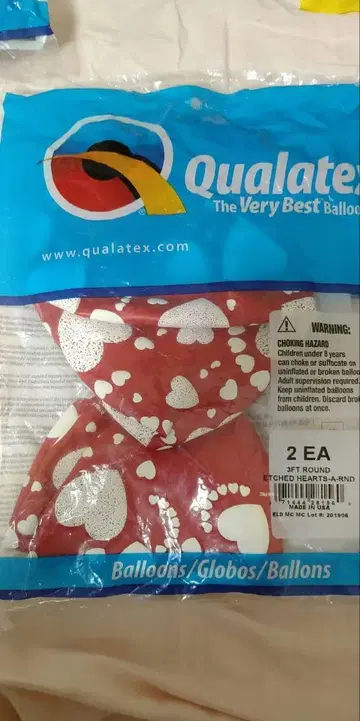 Qualatex 하트 무늬 벌룬 2개입