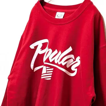 포퓰러 디맨드 로고 맨투맨 트레이닝복 레드 빨간색 L 구제 의류